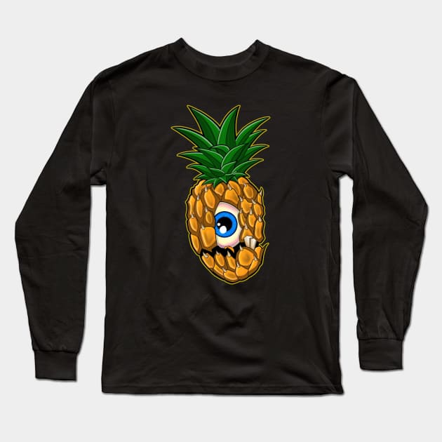 Food Lover Gift Pineapple Cyclops Long Sleeve T-Shirt by Space Truck